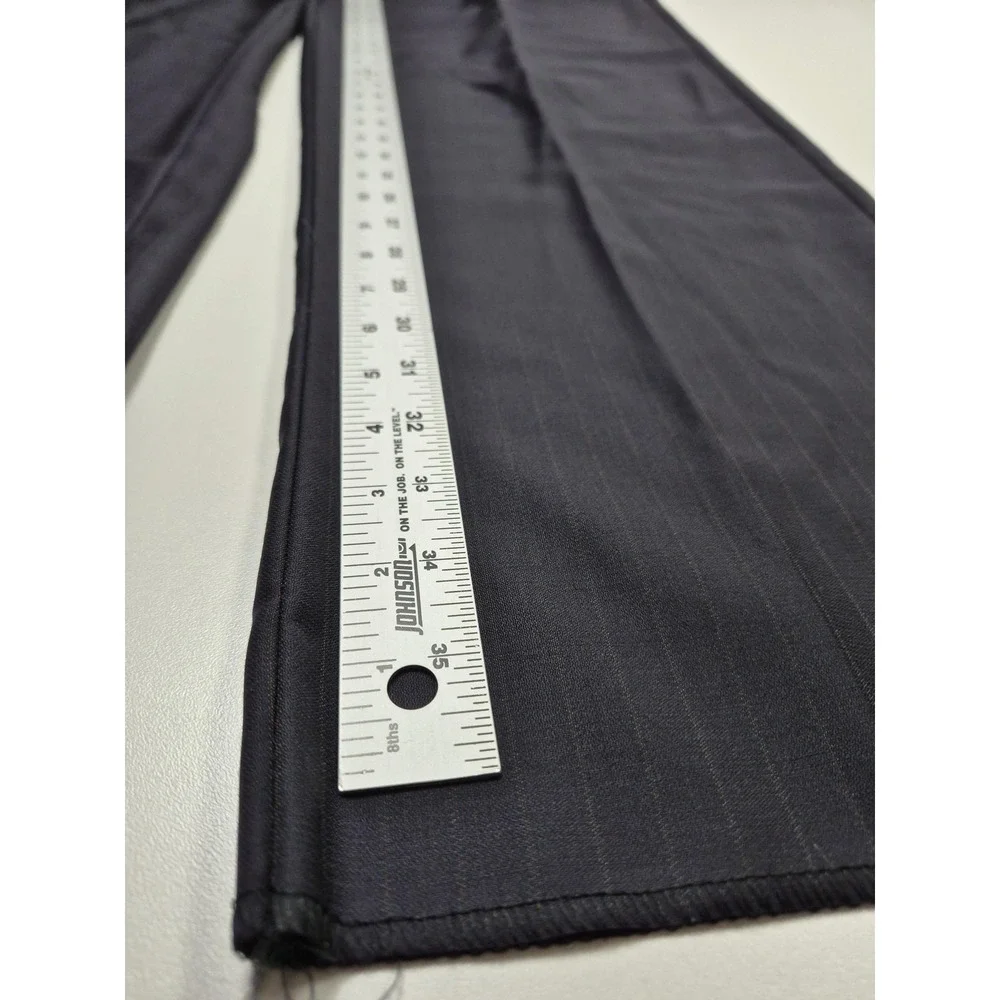 Suit Pants Mens 42x36 Navy 100% Wool Pinstripe Pleated Dress Formal Business